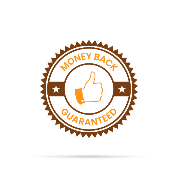 时髦的橙色徽章-退款保证图片下载