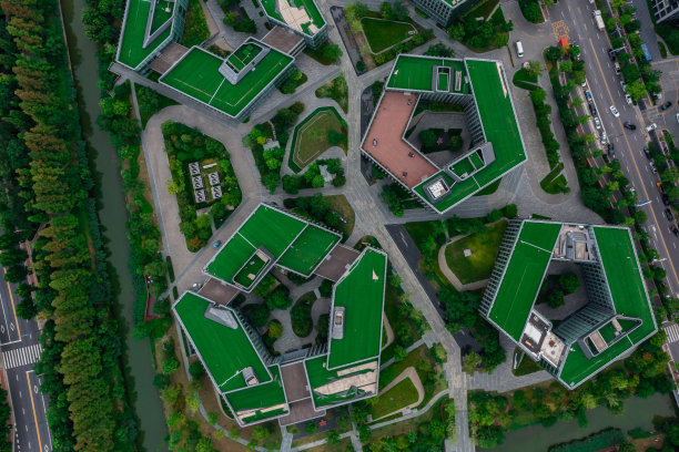 现代生态城市鸟瞰图图片下载