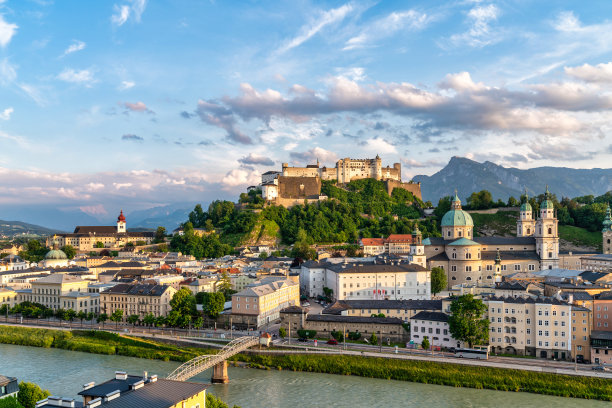 日落时分的奥地利萨尔茨堡图片下载