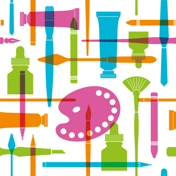 美术用品与学校用品无缝图案。图片下载