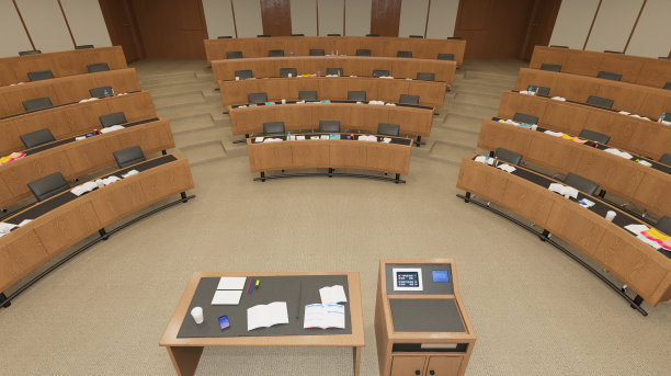 空教室大学或拼贴回学校的3d插图图片下载