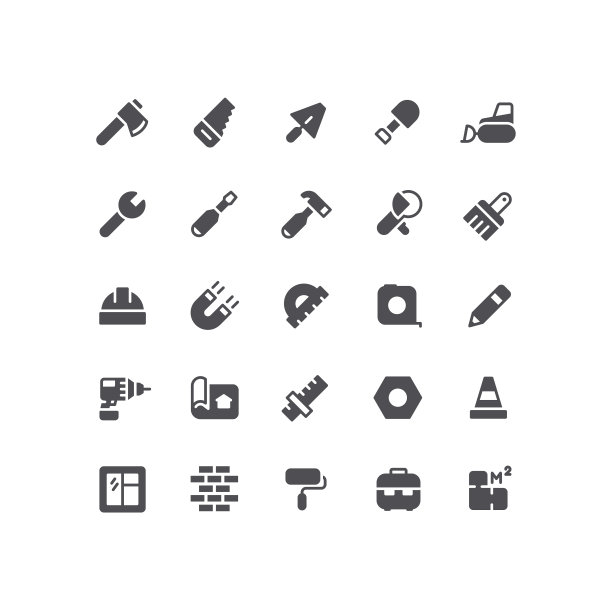 平面建筑工作工具图标图片下载