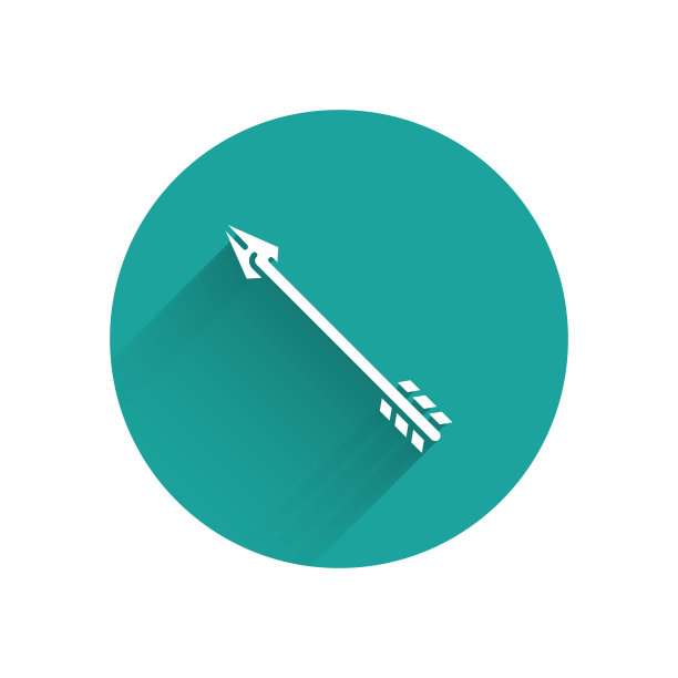 白色嬉皮士箭头图标孤立与长阴影图片下载