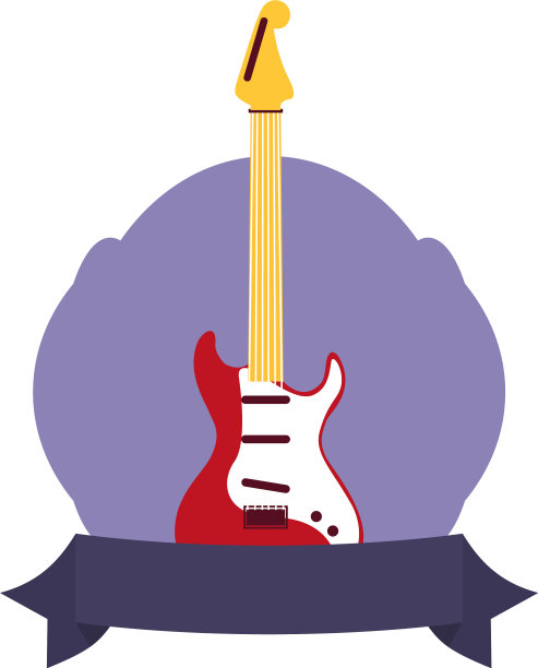 电吉他音乐徽章丝带徽章图片下载