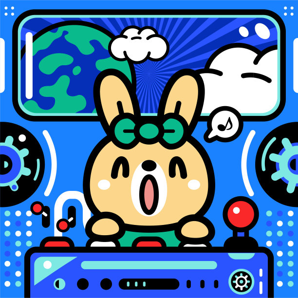 可爱的兔子驾驶着无限动力宇宙飞船向地球问好图片下载