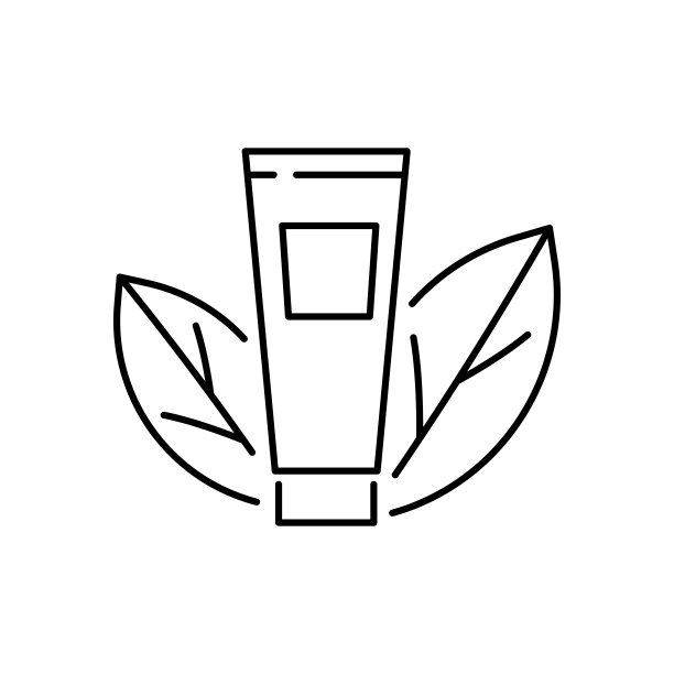 素食或纯素与健康护肤和化妆品。绿色天然乳液和面霜。叶线矢量图标图片下载