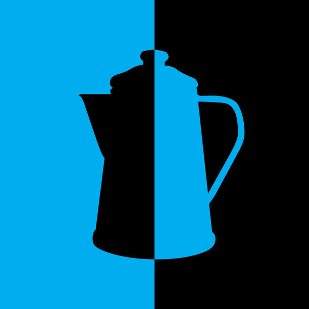 黑色和蓝色咖啡壶图标图片下载