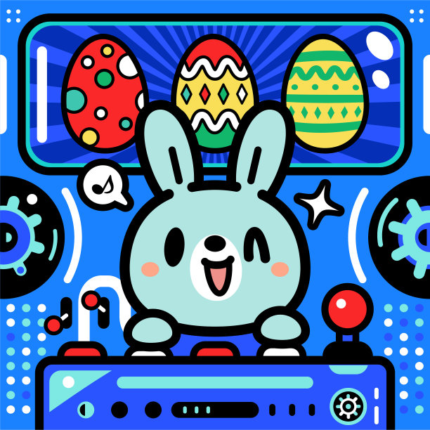 可爱的兔子驾驶着无限动力宇宙飞船寻找复活节彩蛋图片下载
