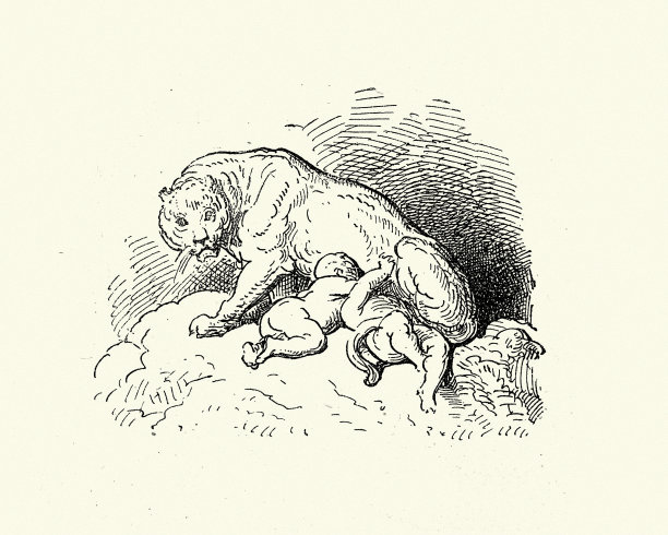 由母狮抚养的婴儿，神话图片下载