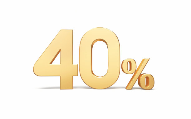 坐着的40%金属标志（白色背景，含阴影剪切路径）图片下载