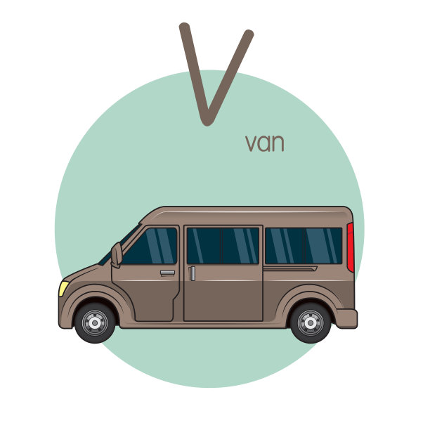 矢量插图梵与字母V大写或大写字母儿童学习实践ABC图片下载