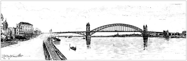 德国波恩，莱茵河上的一座桥图片下载