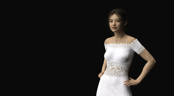 漂亮女人摆姿势。3D渲染图片下载