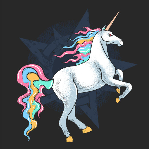 独角兽全彩色角帕伽索斯艺术品图片下载
