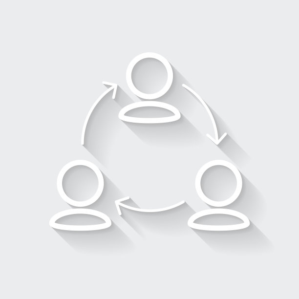 团队管理。图标与空白背景上的长阴影-平面设计图片下载