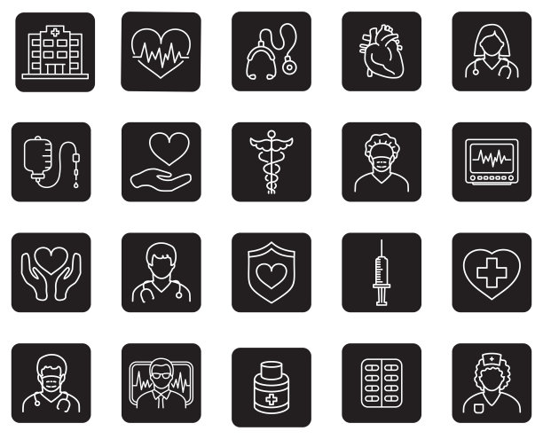 心脏病。线路图标设置。医疗图标。图片下载