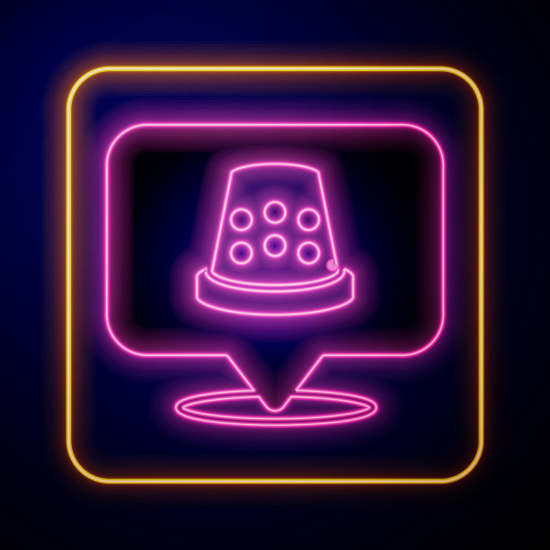 发光的霓虹灯顶针缝制图标孤立上图片下载