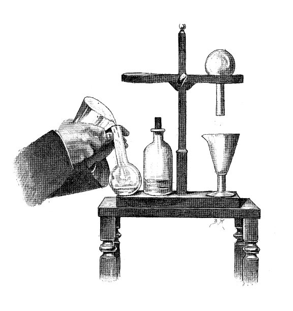 古代科学雕刻插图:科学实验图片下载