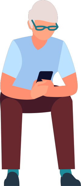 老人使用智能手机，高级人员使用小工具图片下载