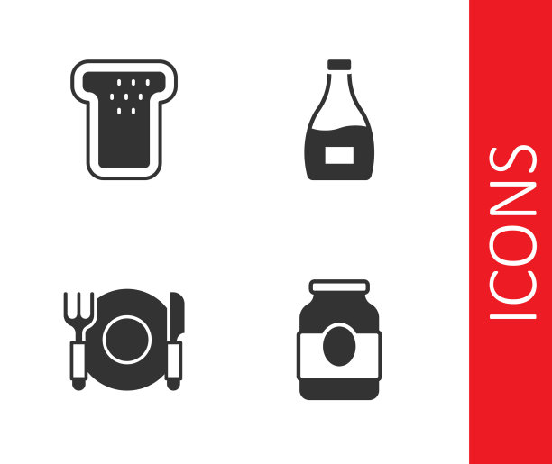 集果酱罐面包烤盘叉和刀图片下载