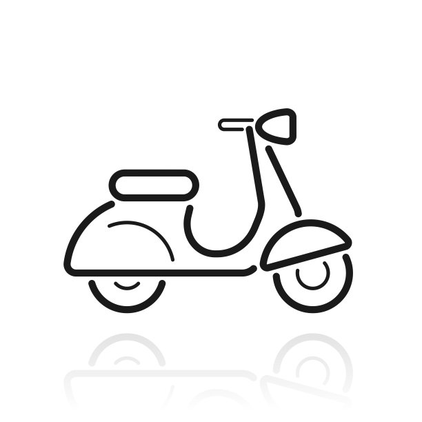 摩托车侧面视图。白色背景上反射的图标图片下载