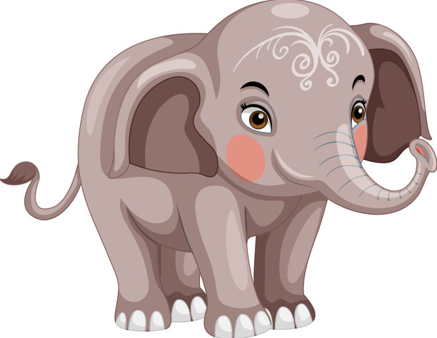 可爱的大象与画脸卡通孤立图片下载