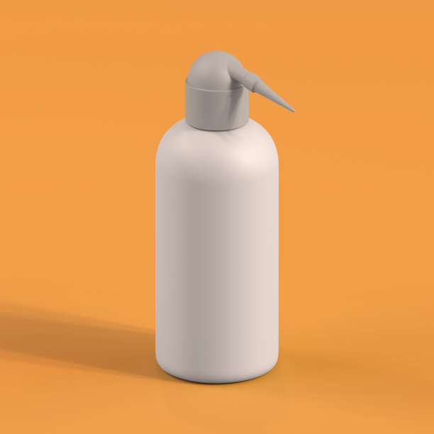 单色瓶在橙色背景，3d渲染图片下载