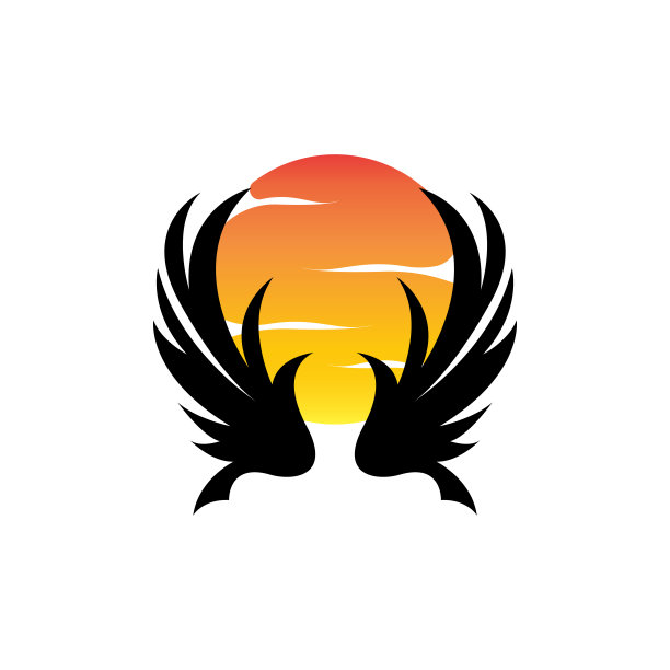 翅膀符号设计，矢量鹰猎鹰翅膀，美丽的飞鸟，插图符号图片下载