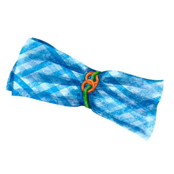 蓝色餐巾，突出在白色背景上，数字水彩插图。纺织品、室内设计、服装、壁纸、餐具、文具等元素图片下载