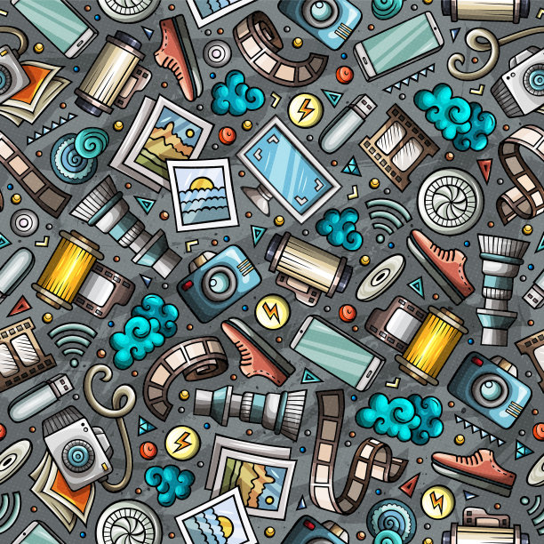 卡通可爱的照片无缝图案图片下载