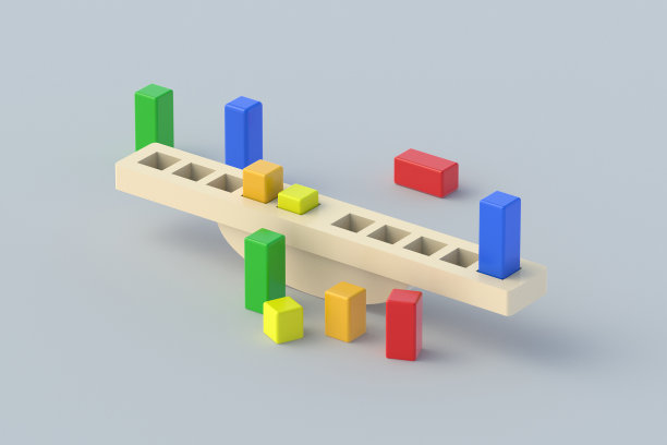 幼儿用几何图形秋千教育。教育逻辑游戏。三维渲染图片下载