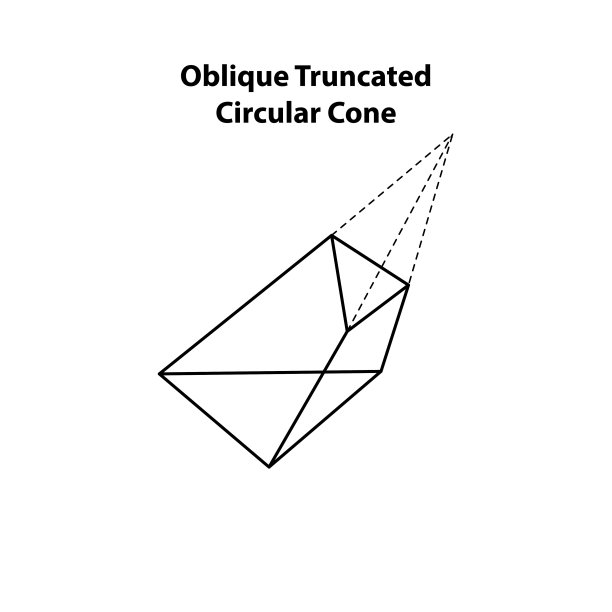 斜截圆锥。几何形状。矢量插图孤立的白色。图标，印刷，几何设计。斜截三角形剪辑艺术。轮廓图。图片下载
