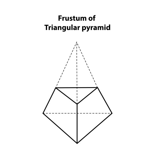 三角锥体的几何形状。矢量插图孤立的白色。图标，印刷，几何设计。斜截三角形剪辑艺术。轮廓图。图片下载