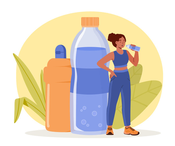 女孩喝水矢量概念图片下载