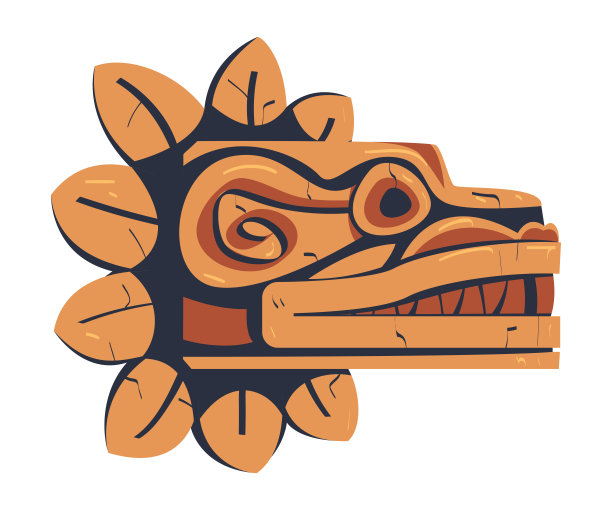 传统仪式，仪式性的部落面具。玛雅文化文物卡通矢量插图图片下载