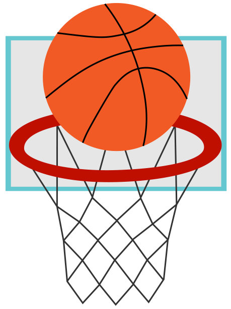 矢量插图的篮球圈和球的卡通风格图片下载