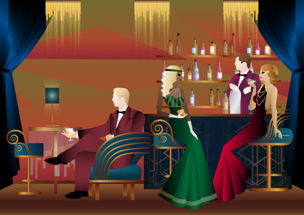 人们玩得开心，坐着喝酒，复古派对。图片下载