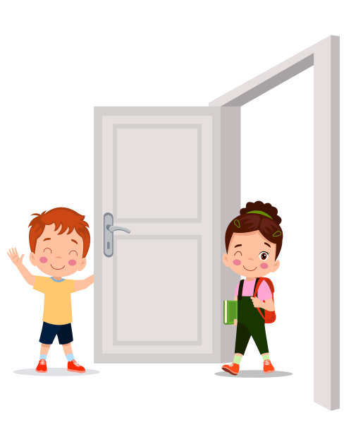 一个小孩站着抓着门把手图片下载