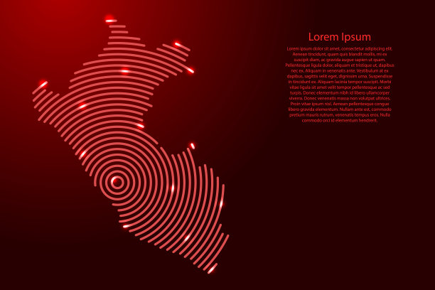 秘鲁地图从未来的同心圆和发光的星星横幅，海报，贺卡图片下载