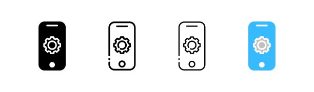 选项。不同的款式，颜色，智能手机选项。矢量图标。图片下载