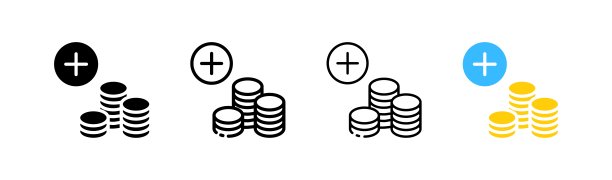 不同风格的充值余额图标矢量图图片下载