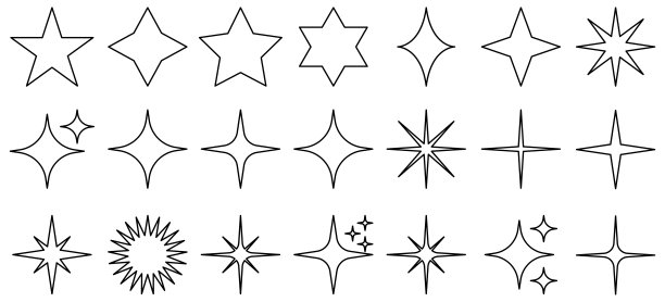 闪光线星星图标集图片下载