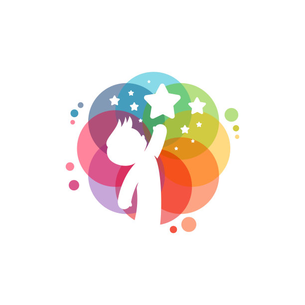 五颜六色的孩子到达星标志矢量，教育标志设计模板，设计理念，标志，标志元素的模板图片下载