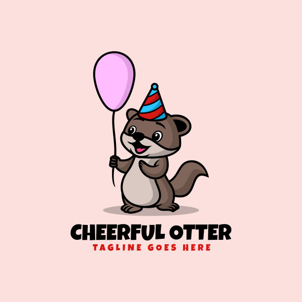 矢量插图欢快水獭吉祥物卡通风格。图片下载