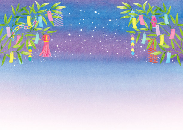 水彩七夕节插画图片下载