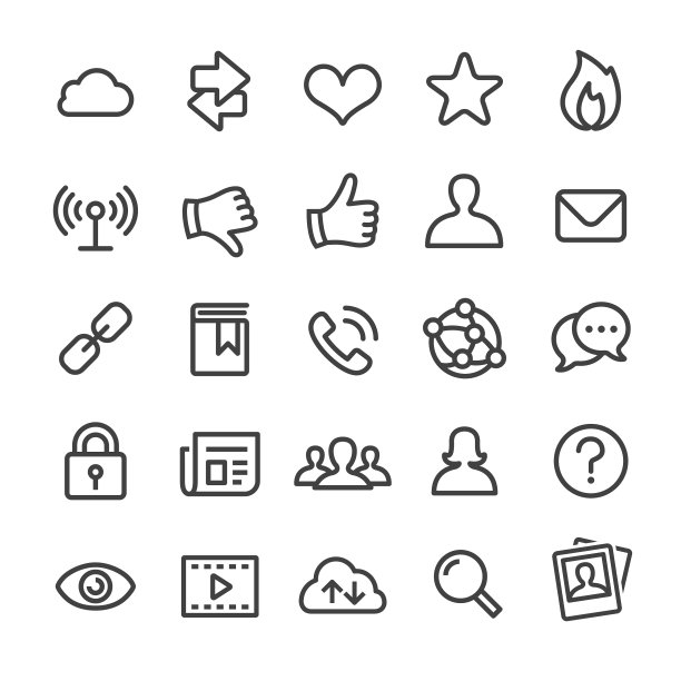 社交媒体图标集-智能线系列图片下载