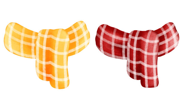 异想天开的水彩复古风格的白色和黄色围巾系列。完美的圣诞装饰品。图片下载