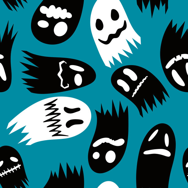 万圣节幽灵图案用于织物和纺织品及包装图片下载