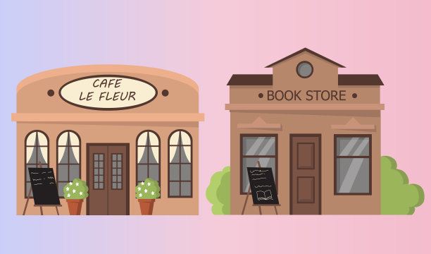 商店和咖啡馆外部设置图片下载