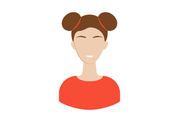 女孩与两个包子头像图标字符网络符号人的应用程序标志图片下载